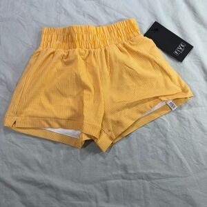Five the Label Girls Orange Yellow Seersucker Athletic Shorts Youth Large YL